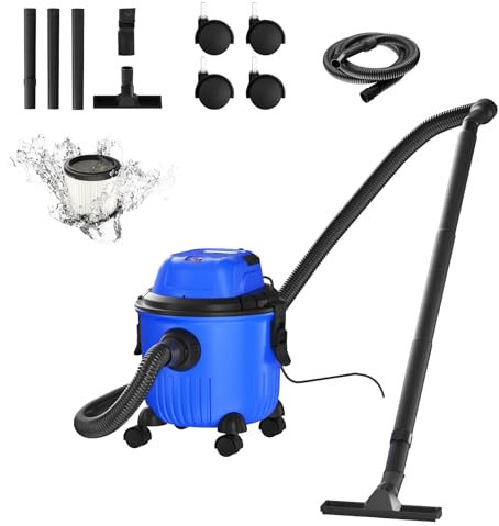 Huini Aspirador en seco y húmedo, 16 kpa, potente aspiradora, 800 W, aspiradora con 4 ruedas, función 3 en 1, aspiradora para alfombra/pelo de animales