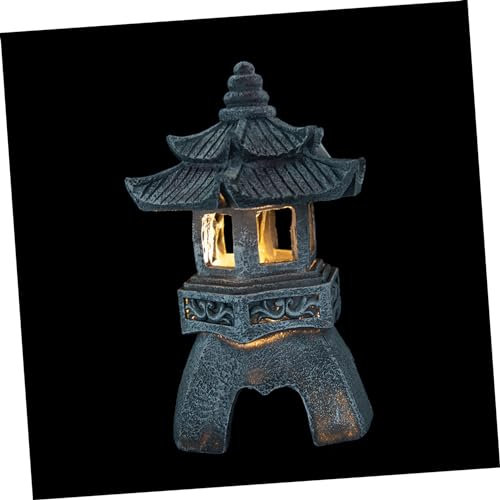 BESPORTBLE Pagode Solar Garten Laterne Harz Handwerk Szene Decor Outdoor Solar Gericht Lampe Garten Pagode Laterne Statue