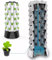 Hydroponik-Turm-Kit, vertikales Turm-Hydrokultur-Anbausystem für den Garten, Aeroponik für DIY-Hydrokultur-Landwirtschaftsgeräte für Gemüse mit Trinkpumpe, Saatbett und Netztöpfen,Black-48Pots