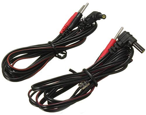 2Pcs 120CM TENS Electrode Lead Wires Jack Plug Pin Connection Pack, Flexible Cables for TENS EMS Massage Units, Replacement Connector Cables for Electrotherapy Instruments