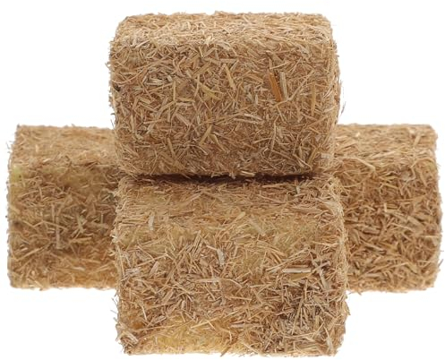 BESTonZON 4 Stück Mini-Heuballen 1 18 Zoll – Gefälschte Heuhaufen-Dekor-Miniaturfigur – Heuhaufen-Außenszenen-Dekor Für Mini- -Garten-Dekoration DIY-Herbst-Ernte-Bastelarbeiten