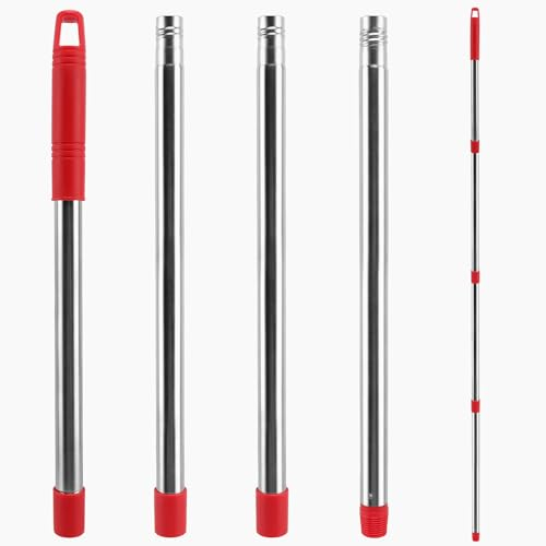 NICEMOVIC Mop Handle Replacement Accessories Compatible with Vileda Spin Mop, 58 Inch Stainless Steel Long Mop Stick for Most Broom Heads, 4-Section Adjustable 30 to 58 Mop Pole