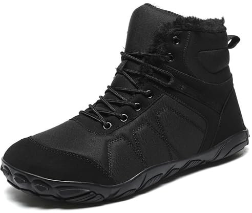 Barfußschuhe Winterstiefel für Herren und Damen - Warm Gefütterte Schneestiefel, Wasserdicht, Anti-Rutsch, Bequem, Leicht - Schwarz1 42EU