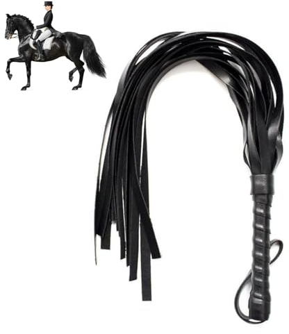 Mikiuly Frustino Equitazione Corto,Frusta per Domare in Pelle PU, Frusta da Equitazione,Outdoor Sports Portatile Antiscivolo Simil Pelle Frustino Cavallo,Frusta Antiscivolo per Cavallo,Nero
