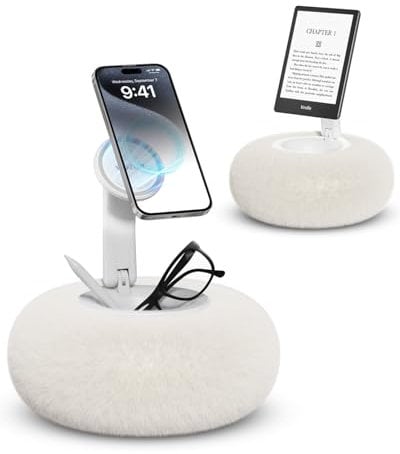 Viozon Magnetic Mobile Phone Holder for Bed, Kindle Pillow, Compatible with 4-7 Inch Mobile Phone/Kindle/iPad Mini, Removable Suction Cup Base for Stability, Ideal for Reading on Kindle/Video Watching