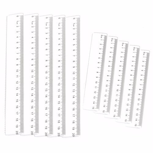MAEXUS 10 Stück Lineal(15, 20 CM), lineal 15cm Kinder Grundschule, Lineal 20 cm, Transparentes Lineal, Kleines Lineal Set, für Schulen,Büros und Haushalte