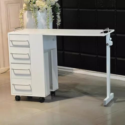 KK-GGL Rolling Manicure Table, Mobile Nail Desk for Nail Tech, Portable Manicure Tech Desk with 4 Drawers, Household Folding Nail Work Station Desk, Multifunctional Beauty Salon Furniture