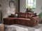 Bestmobilier Astoria - 4-Sitzer Ecksofa beidseitig montierbar - mit Schlaffunktion und Bettkasten - Industrieller Stil Braun