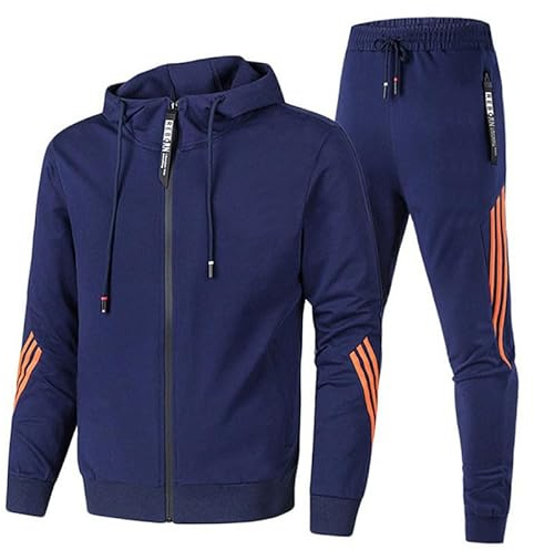 HICKMONBER Hommes Jogging Survêtement Sport Costume,DéContracté Hooded Survetement Sport Ensemble,Pas Cher S-3XL