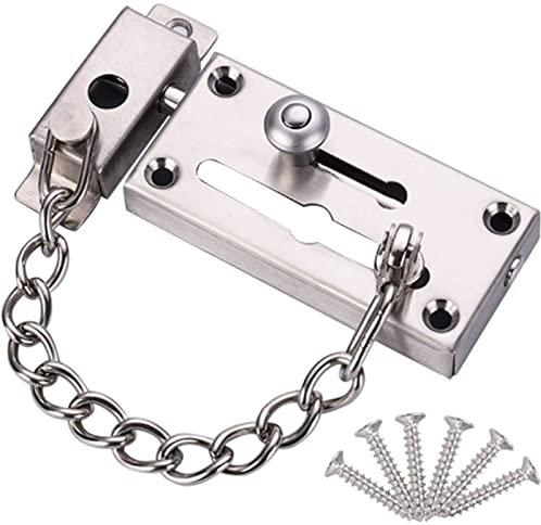 Sicherheitstürkettenschloss, Edelstahlkette Türkette Türschnalle Sicherheitskette Türriegel Hotel Antiblockierkette(1pc Silver)