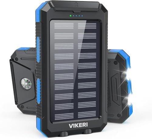 Vikeri Solar Power Bank 26800mAh, Portable Solar Charger, Portable Charger USB C Fast Charging Outdoor with Flashlight 4 Output Ports for Smartphones Tablets and More (Yellow)