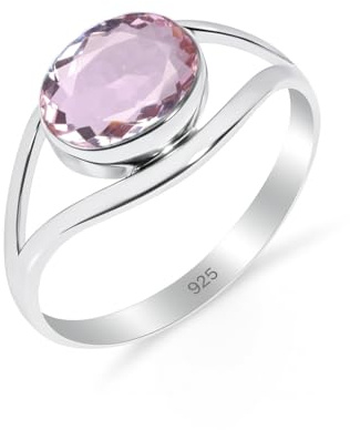 HIMALYA QUARTZ Bague Femme Argent 925, Bague Avec Pierre Naturelle Mariage, Bague Solitaire De Fiançailles Design Classique Bague RB-01-P
