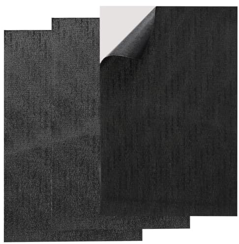 Aphumedc Flicken Selbstklebend Stoff 3 Stück 20 x 30 cm Autositz Reparatur Set Stoff Selbstklebende Reparaturpflaster Stoff-Reparaturflicken für Sofas Zelte Möbel Markisen Sitze(Schwarz)