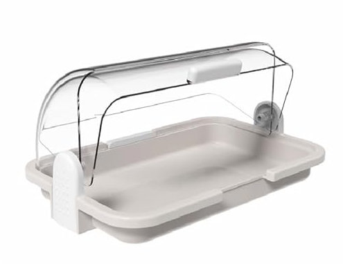 Vetrinetta 30x20 h14 vassoio WARM GRAY da portata banco cupola trasparente Contenitore Espositore per Alimenti Plastica Atossica per Hotel Ristoranti Hotel Ristoranti Bar B &B Catering Buffet.