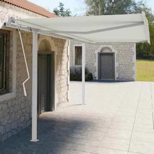 Set di pali per tende da sole bianco 450 x 245 cm IronHome & Garden Prato e giardino Outdoor Living Finestra e porte tende da sole