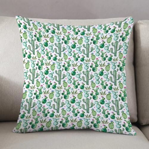 LEZUAHSH Fundas de Cojín Decorativo para Sala de Estar Sofás 40x40cm,Dibujos Animados de Plantas de Cactus de Texas, Texas, con Picos, como impresión,Decoración Almohada Funda de Almohada
