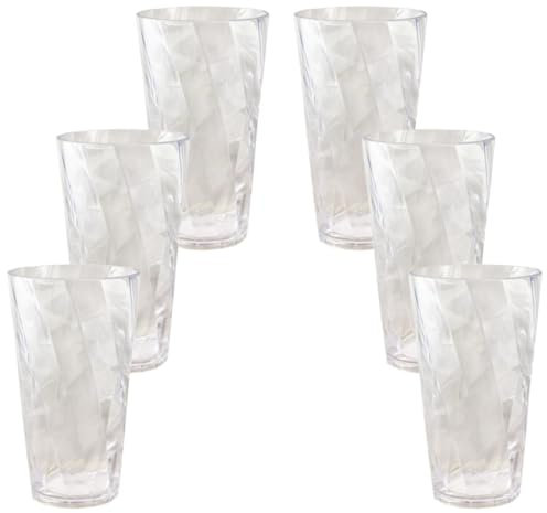 Garden Mile 600ml Acrylic Clear Drinking Glasses Tumblers Set Stackable 15cm x 8cm Water Drinking Glasses Set of 6 Pint Glasses for Picnics, BBQ’s & Everyday Use Glass Tumbler Set