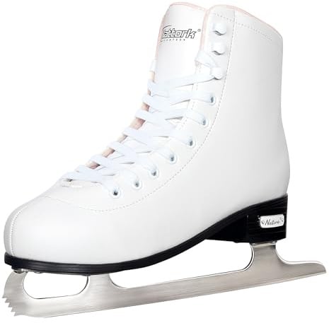 Nattork Figure Skates for Girls and Boys Excellence Stainless Steel Blades Ice Figure Skating with Enhanced Support Strength Performance and Ultimate Comfort White(Pink Lining)