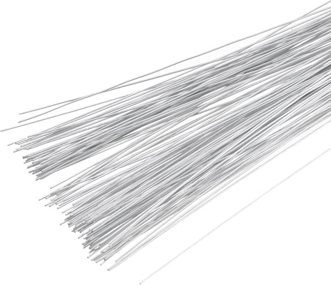 PATIKIL 120 Pcs Alambre Floral Calibre 22, 14 Pulgadas Tallos Florales Alambres Envueltos En Papel Para Manualidades Flores Arreglos De Ramos Suministros, Plateado Galvanizado