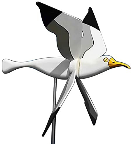 Lodoot Serie Seagulls Windmühle Gartenstecker Fliegender Vogel Windspiel Weiß ABS