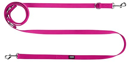 Chaba Hundeleine für Mittelgroße Hunde mit 2 Karabinern | Spaziergang mit Zwei Hunden gleichzeitig | Verstellbar 1.35-2.6m | Breite 2cm | 2 Tragevarianten | Leicht | Robust | Dog Leash | Fuschia, L