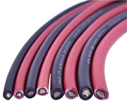 Câble solaire 1 x 2,5 mm², 1 x 4 mm², 1 x 6 mm², isolation XLPE noyau en cuivre PV1-F, fil électrique inclinable (rouge, 1 m, 4 mm² 12 AWG)