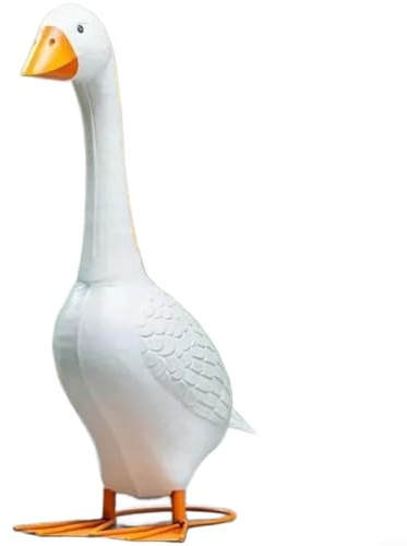 Handgefertigte Gans Statue aus Kunstharz, moderne weiße Gartendekoration für Terrasse und Innendekoration, minimalistische Skulptur, 30 x 25 cm