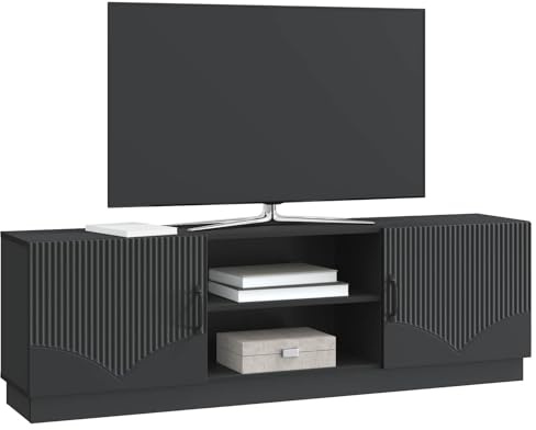 vidaXL TV-Schränk Schwarz 150 x 31 x 47 cm Holzwerkstoff, Moderner rechteckiger Wohnzimmerschrank, stylischer TV-Ständer, viel Stauraum, Flexible Multimedia-Einheit