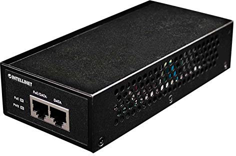 Intellinet 560566 High-Power over Ethernet - PoE+ Injektor 240V, 1 Port, 30W, Netzwerkswitch, PoE+ Adapter mit 100 m Reichweite, lüfterfrei & leise - Schwarz, 34