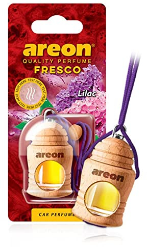 Areon Fresco Car Air Freshener Lilac Perfume Diffuser Hanging Glass Bottle Mini Wood Pendant Liquid Flower Scent Long Lasting Home Office Room Van 3D 4ml Pack of 1