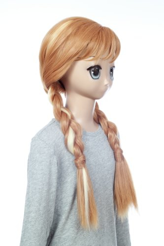 Prettyland Eiskönigin Anna Perücke Blond Gesträhnt lange Zopf langhaar-Perücke Geflochtene 2-Zöpfe C697