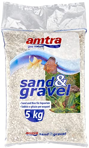 Amtra Ghiaia Noa - Natürlicher Aquarienkies, dekorativer Boden, grobkörnige weiße Körner Größe 2-5 mm, Größe 5 kg