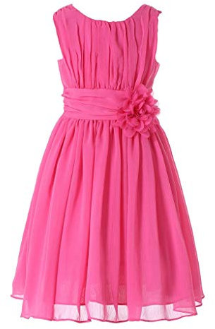 HAPPY ROSE Abito da Ragazza a Fiori Abiti da Cerimonia di Nozze Partito Abito da Damigella Junior Fuschia 10 Anni