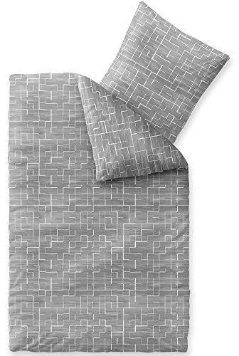 aqua-textil Trend Bettwäsche 155x220 cm 2tlg. Baumwolle Bettbezug Malou Kariert Grau Weiß