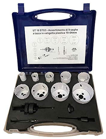 Seghe a tazza bi metalliche 9 pz 19 - 64 mm frese set valigetta UT 10 STG3
