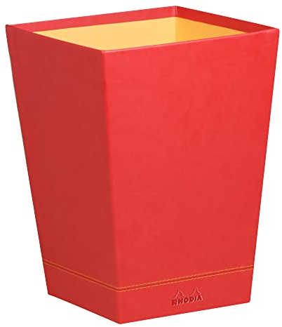 Rhodia 318923C Papierkorb (24 x 24 x 32 cm, praktisch und strapazierfähig, Kunstleder, elegant, ideal für Ihr Büro) 1 Stück, mohnrot