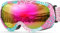 OutdoorMaster Kinder Skibrille - Helm-kompatible Schneebrille für Jungen & Mädchen mit 100% UV-Schutz (Blumenmuster Frame + VLT 13% Grau Lens mit Full REVO Pink)