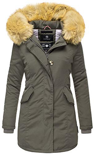 MARIKOO Karmaa Damen Winter Jacke Stepp Parka Mantel Winterjacke warm gefüttert