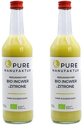 Concentrato di zenzero biologico - un concentrato di alta qualità a base di coltivazione controllata di zenzero organico peruviano - senza additivi, senza zucchero (2x500ml)