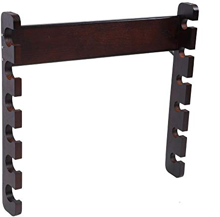 Alomejor Angelrute Wandhalter Einfache Holz Wand Boden Mount Pole Stand Carrier für Angelrute Lagerung(Teakholzfarbe)