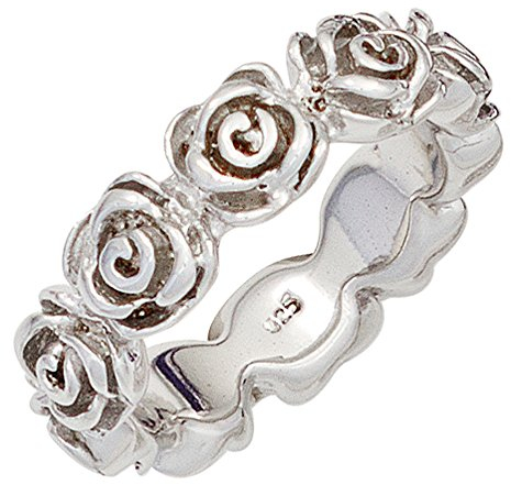Jobo Damen-Ring aus 925 Silber mit Rosen-Muster Größe 58