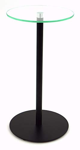 freeroom24 Designer Beistelltisch Glas Schwarz Matt 20x20x60cm - Wohnzimmertisch - Stabiler Couchtisch - praktischer Coffee Table rund - Kleiner Kaffeetisch - Glastisch - Sofatisch - Made in Germany
