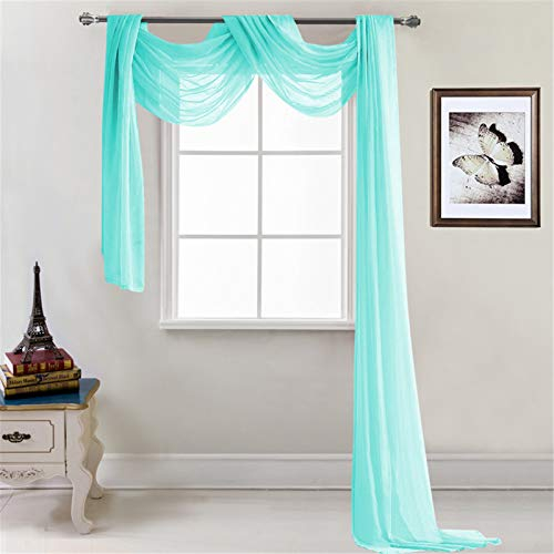 SWECOMZE Voile Vorhang Transparent - Querbehang Stores Gardinen Schals Himmelbett/Hochzeit Dekoschals Vorhänge, 1 Stück H 548 x B 132 cm (Hellgrün)
