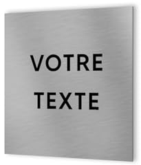 DECOHO - Panneau signalétique personnalisable avec votre texte 1 ou 2 lignes - Format 20 cm x 20 cm en Dibond Aluminium brossé
