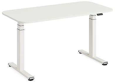 Steelcase Solo Elektromotorisch höhenverstellbarer Homeoffice-Schreibtisch, programmierbares Bedienpaneel, Antikollisionssensor und Kabelnetz, Tischplatte in Snow, Gestell in Pearl Snow