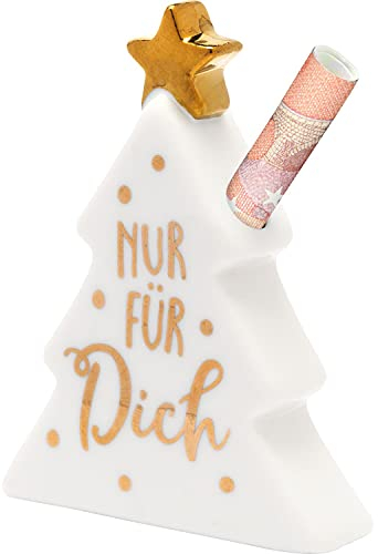 GRUSS & CO 49928 Porzellan-Baum für Geldgeschenk, Höhe 6,5 cm Porzellanfigur, Weiß