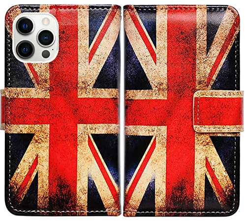 Bcov Case for iPhone 13 Pro, Retro Union Jack Flag Leather Flip Phone Case Wallet Cover with Card Slot Holder Kickstand For iPhone 13 Pro