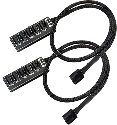 HuaLiSiJi 4-Pin PWM-Lüfternabe 5-Port Lüfternabe, 4 Pin Lüfter Splitter Kabel, PC Gehäuselüfterkabel, IDE Molex Stromeingang (5 Ports 2Pcs)