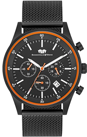 Rhodenwald & Söhne Herren Uhr analog Japan Quarzwerk mit Edelstahl schwarz Armband