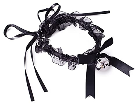 Carufin Sexy Schwarze Spitzenglockenhalsketten Lustige und niedliche Accessoires Retro-Halskette in Schalenform für Frauen und Mädchen